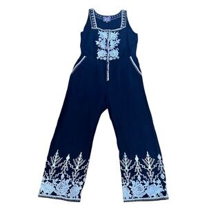 Johnny Was Boho Marlene Hazleton Cropped Jumpsuit Black XS